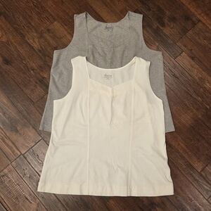Denim & Co Women's Gray 1X and White XL Tank Tops NWOT